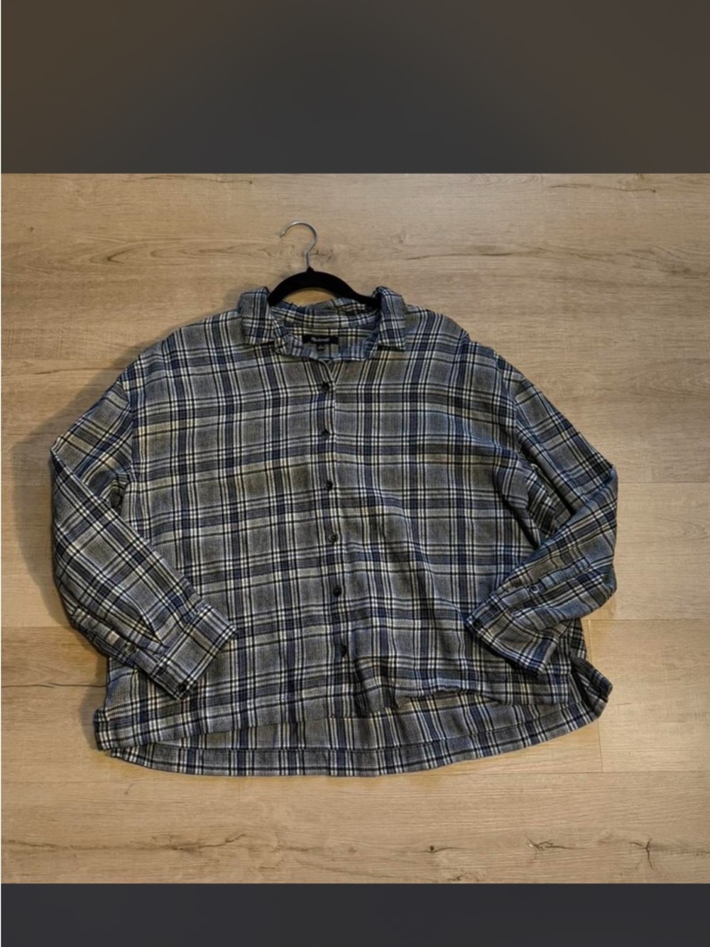 Madewell Blue and Gray Plaid Flannel